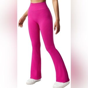 Seamless High Waisted Pink Flare Leggings